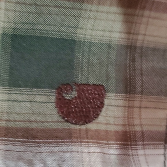 Carhartt green plaid SS button down shirt. Size small - Picture 6 of 10